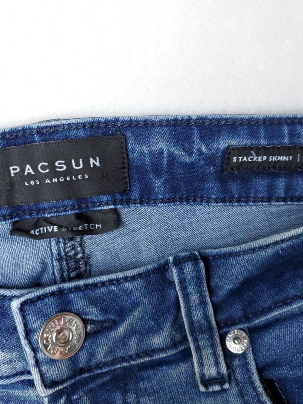 Pacsun Skinny Moto Jeans Mens Size 32x32  Stacked Blue  Active Stretch - Picture 4 of 9